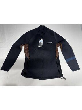 Zcco Mens 3XL Neoprene Full Zip Long Sleeve Wetsuit Jacket Black With Orange & B